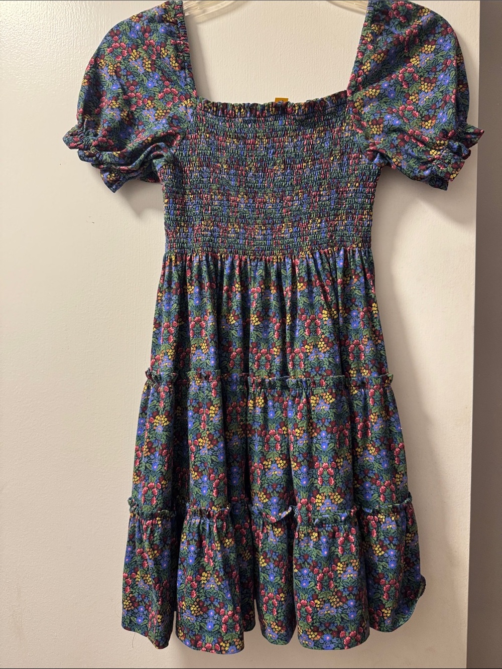 Polo by Ralph Lauren Black Floral Smocked Puff-Sleeve Dress